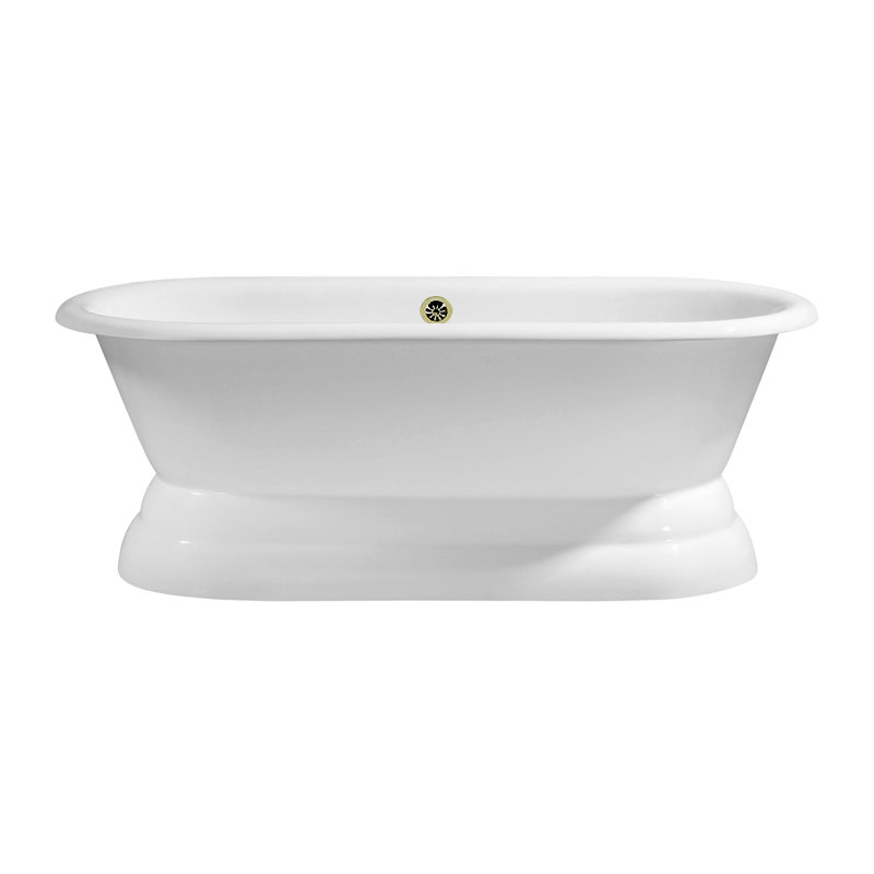 StreamlineBath 60'' x 30.1'' Freestanding Soaking Porcelain Enameled Cast Iron Bathtub Wayfair